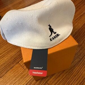 Kangol White Mesh Flat Cap with Black Logo